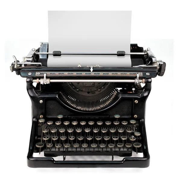 Foglio bianco in una macchina da scrivere — Foto Stock