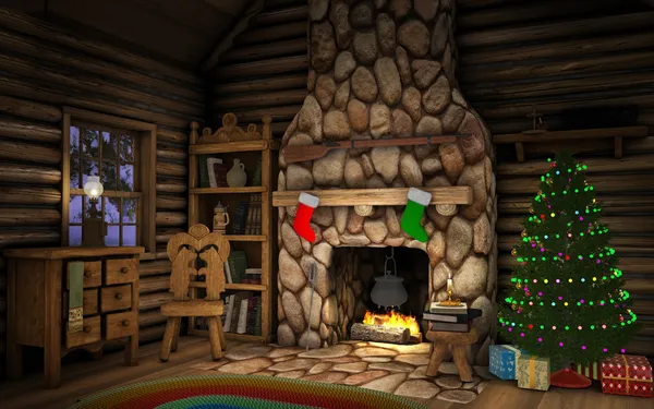 Christmas Cabin Interior — Stock Photo, Image