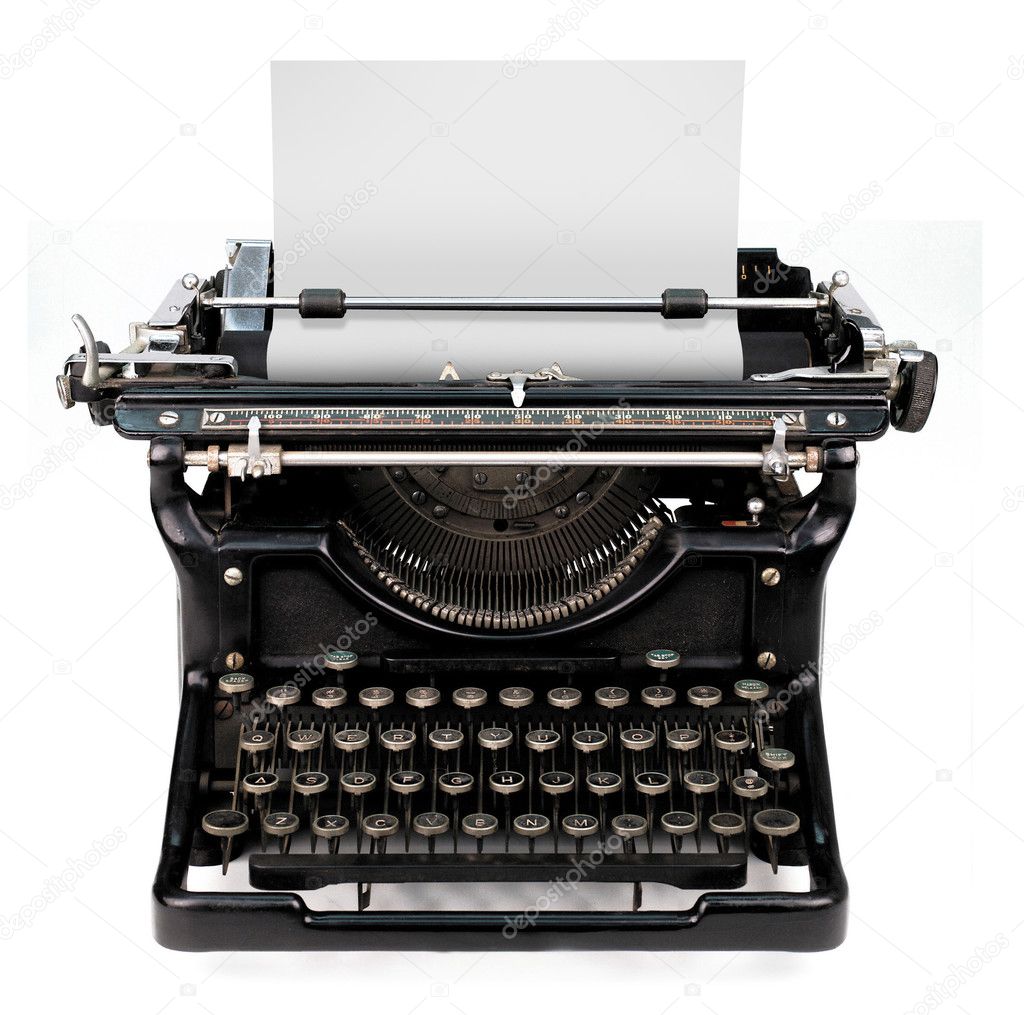 Vintage Typewriter with Paper Isolated Stock Photo - Image of machine,  keyboard: 13222946