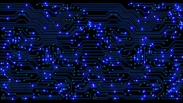 Abstract Printed Circuit Showing Glowing Data Packets Flowing Paths Printed — Stock Video