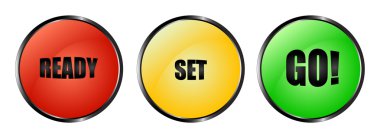 Colourful ready set go buttons clipart