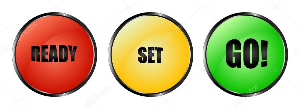 Colourful ready set go buttons