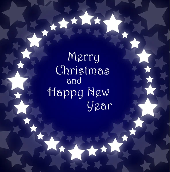 Merrry jul och gott nytt år blå stjärna illustration — Stock vektor