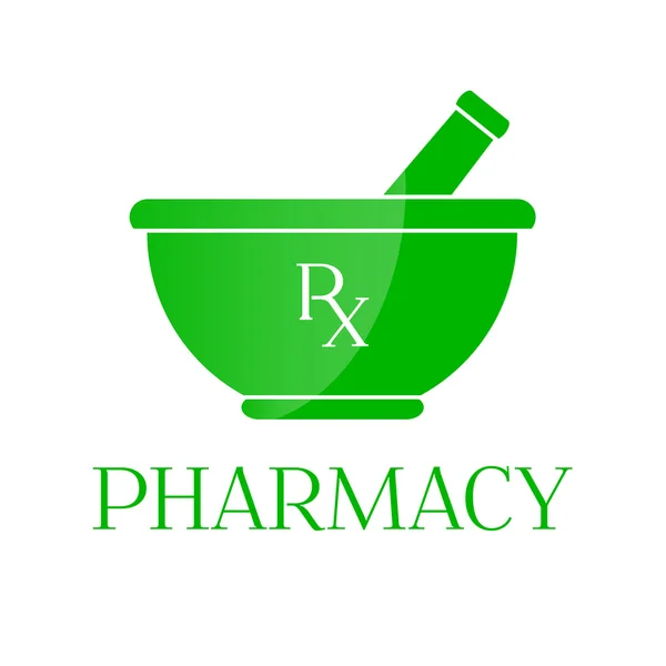 Pharmacy symbol - mortar in green color — Stock Photo, Image