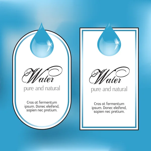 Water labels with drop — Stock Vector