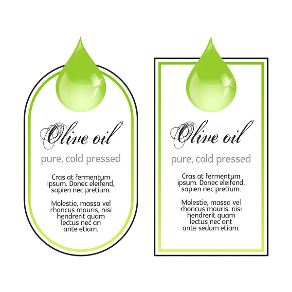 Etiquettes huile d'olive sur blanc — Image vectorielle