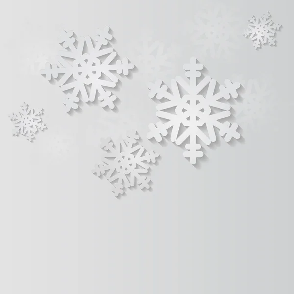 Winter vector background - snowflakes on grey — Stock Vector