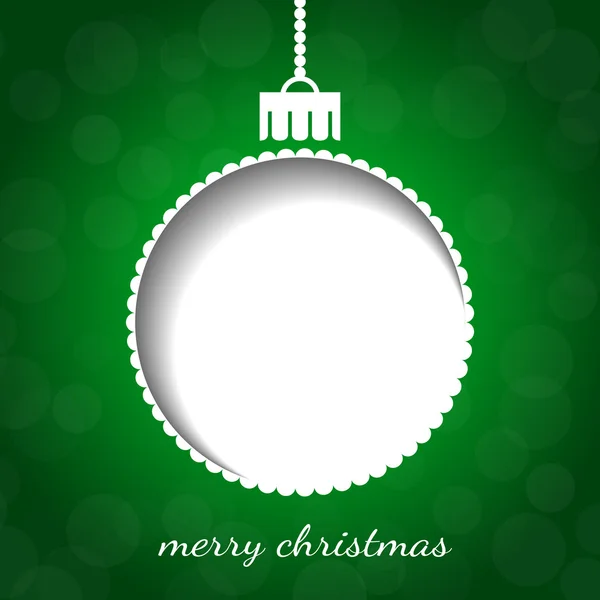 Boule de Noël vectorielle en papier avec ombre sur fond abstrait vert — Image vectorielle