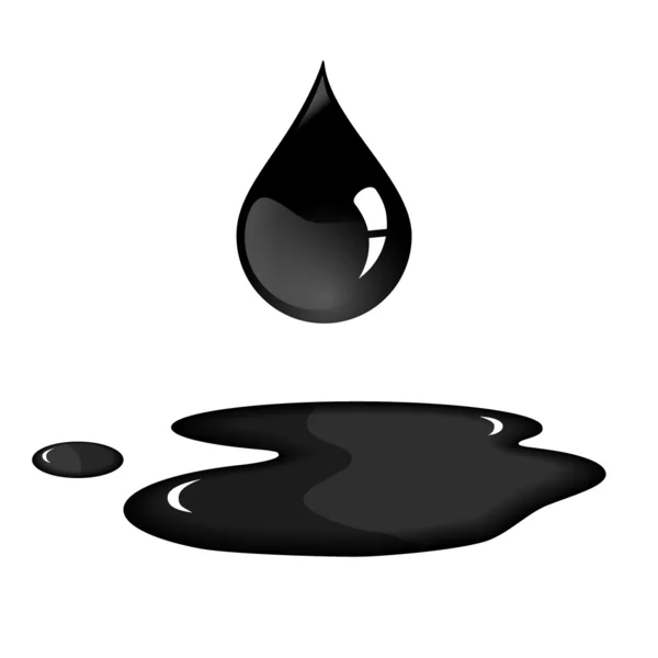 Gota de aceite negro y derrame — Vector de stock