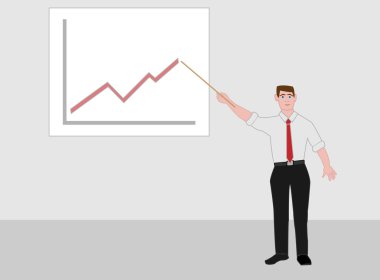 sunum grafik gösteren işadamı