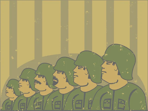 Soldaten stehen Schlange Retro-Grunge-Illustration Vektorgrafiken