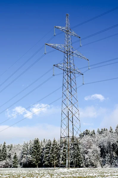 Electric tower in winter — Stock Photo, Image