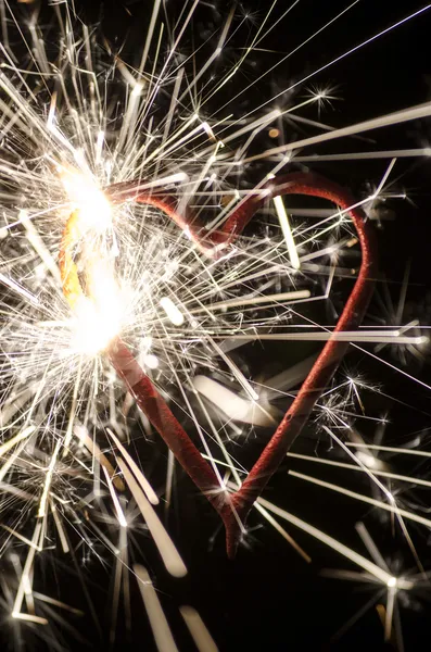 Heart shaped firework — Stock Photo, Image