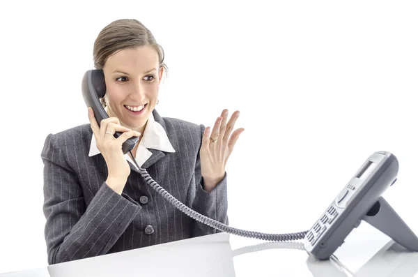 Feliz mujer de negocios hablando por teléfono — Foto de Stock