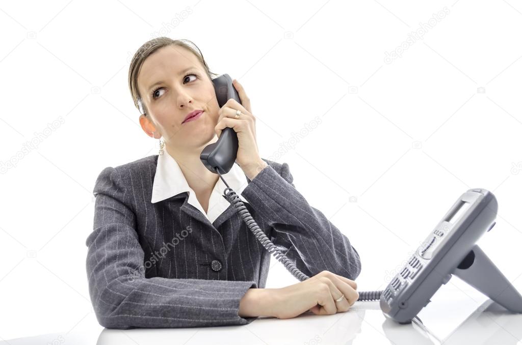 Impatient woman making a phone call