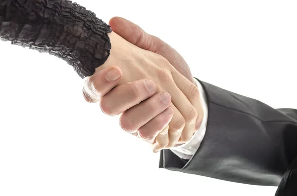 Férfi és nő üzleti kézfogás — Stock Fotó