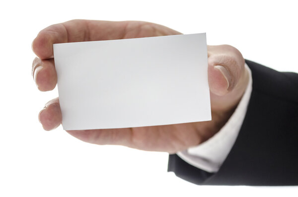 Blank business card in a hand