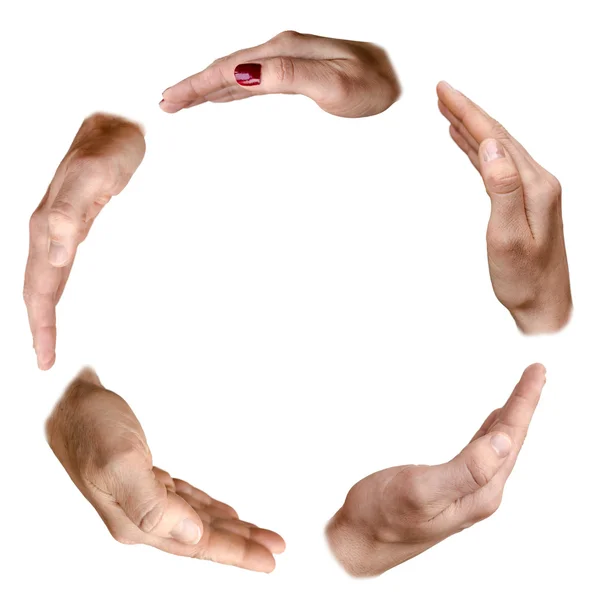 Circle made of various female and male hands — Stock Photo, Image