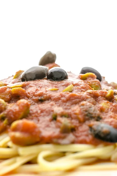토마토 소스가 담긴 스파게티 — 스톡 사진