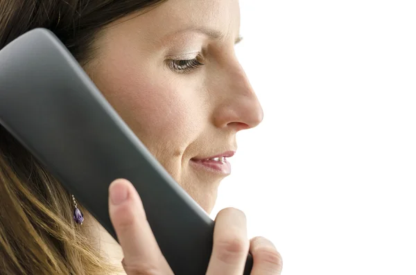 Side view of female call center employee — Stock Photo, Image