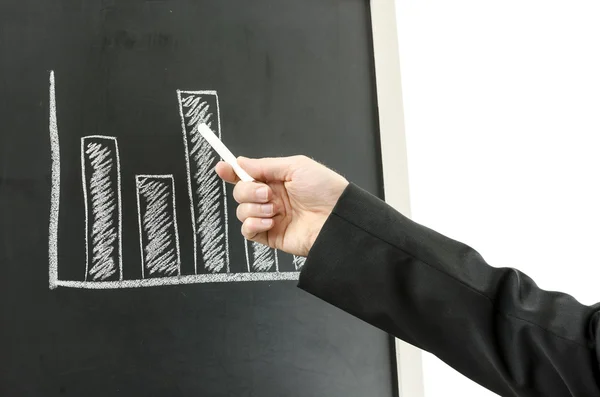 Business man's hand showing graph — Stock Photo, Image