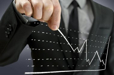 yukarı doğru çekerek grafik iş adamı