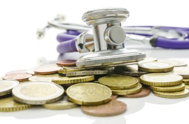 stetoskop euro sikkeler üzerinde