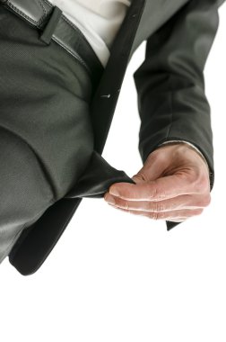 işadamı elin boş cep gösterilen alt görünümü
