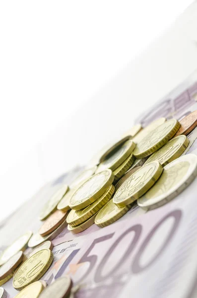 Euromynt på sedlar — Stockfoto