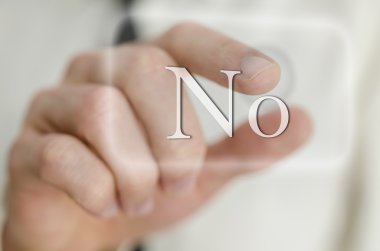 erkek parmak sanal bir ekranda hiçbir düğmeye dokunarak