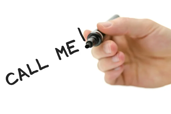 Male hand writing Call me message on a virtual whiteboard — Stock Photo, Image