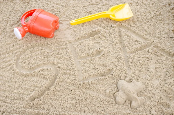 Parola mare scritta nella sabbia — Foto Stock