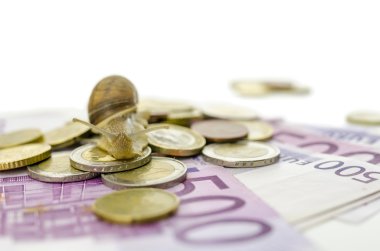 euro sikke ve banknot üzerinde Bahçe salyangoz
