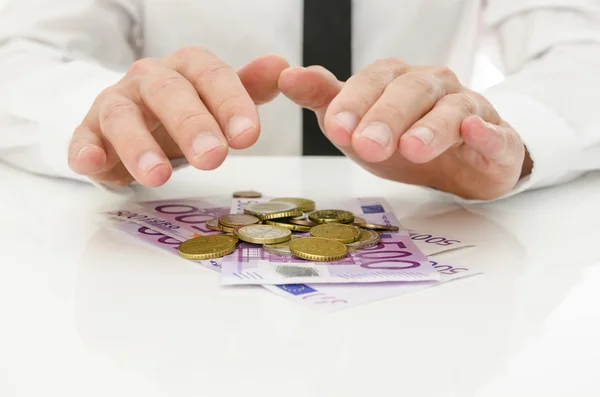 Male hands over Euro money — Stock Photo, Image