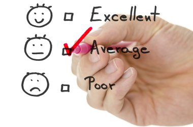 Customer service evaluation form with tick on average clipart