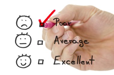 Customer service evaluation form with tick on poor clipart