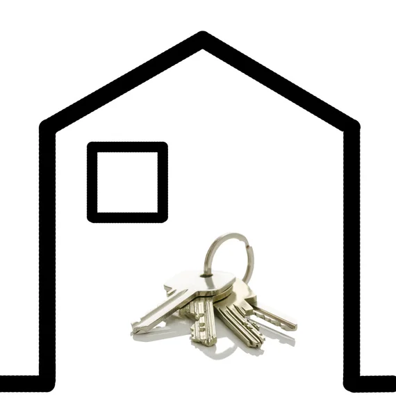 Çizilmiş bir evde ev anahtarları — Stok fotoğraf