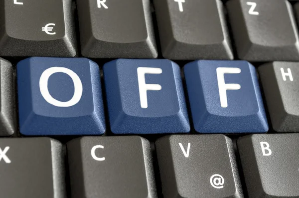 Off buchstabiert auf der Tastatur — Stockfoto