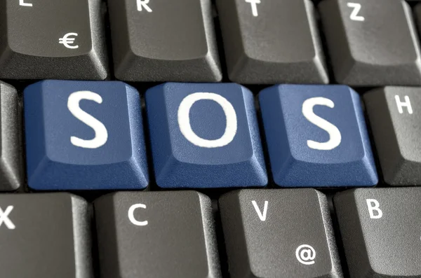 SOS på datorns tangentbord — Stockfoto