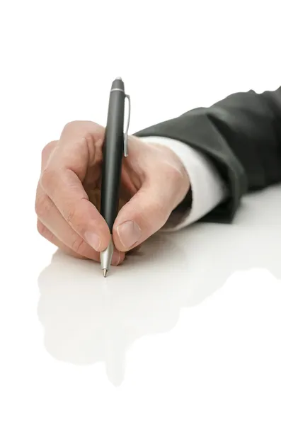 Business man hand holding a pen — Stock Photo, Image