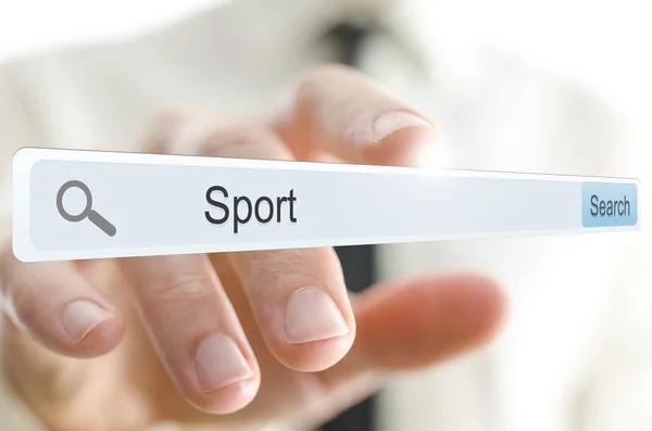 Palabra deporte escrito en la barra de búsqueda —  Fotos de Stock