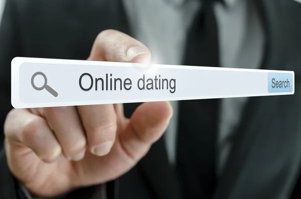 Online dating written in search bar — Stock Photo, Image