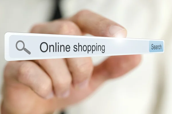 Online shopping written in search bar — Stock Photo, Image