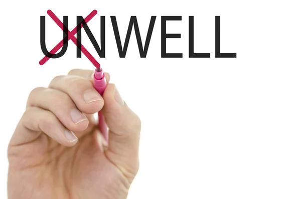 Changing word Unwell into well — Stock Photo, Image