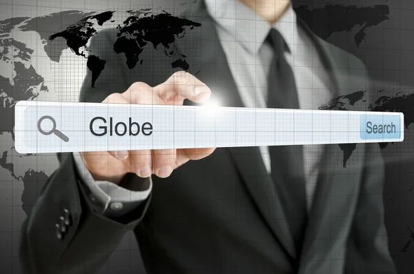 Globe Word scritto nella barra di ricerca — Foto Stock