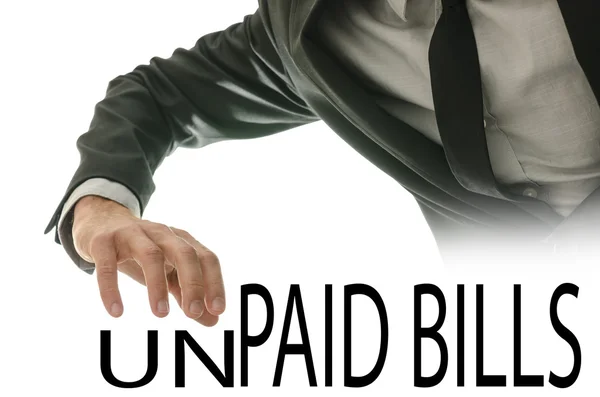 Changing phrase Unpaid bills into Paid bills — Stock Photo, Image