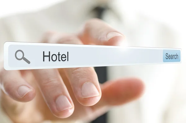 Ξενοδοχείο λέξη γραμμένη σε γραμμή αναζήτησης — Φωτογραφία Αρχείου