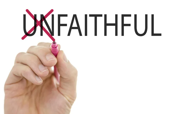Changing word Unfaithful into Faithful — Stock Photo, Image