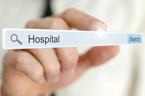 Wort Krankenhaus in Suchleiste geschrieben — Stockfoto