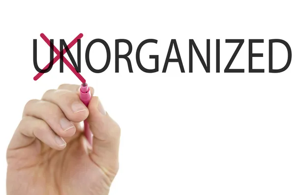 Wort unorganisiert in organisiertes verwandeln — Stockfoto